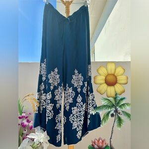 Women’s Navy Cover-Up Pants with White Floral Print